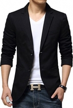 ZITY Men's Summer Business Casual Youth Thin Blazer Jacket Black-2 Medium