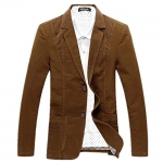 ZITY Men's 2015 Summer Leisure Business Youth Thin Suit Blazer Jacket Brown-3 Small