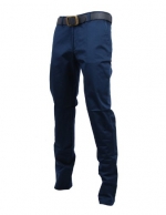 FLATSEVEN Mens Slim Fit Chino Pants Trouser Premium Cotton (CH101) Navy, Size L