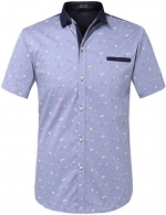 SSLR Men's Printing Pattern Casual Short Sleeve Shirt (Small, Grey)
