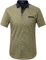 SSLR Men's Printing Pattern Casual Short Sleeve Shirt (Small, Green)