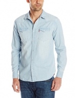 Levi's Men's Standard Barstow Denim Western, Washed Blue, Small