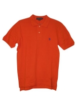 U.S. Polo Assn. Men's Solid Polo With Small Pony, Volcano Orange, Size Small