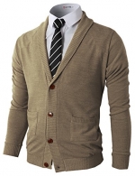 H2H Mens Basic Shawl Collar Knitted Cardigan Sweaters with Ribbing Edge BEIGE US 3XL/Asia 4XL (CMOCAL07)