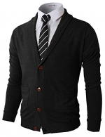H2H Mens Basic Shawl Collar Knitted Cardigan Sweaters with Ribbing Edge BLACK US 3XL/Asia 4XL (CMOCAL07)