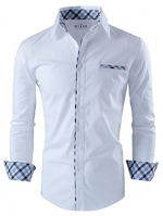 Tom's Ware Mens Premium Casual Inner Layered Dress Shirt TWNMS310S-1-WHITE-S