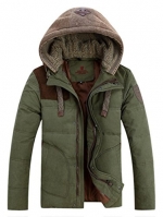 Top-EC Mens Thicken Down Winter Coats Trench Jacket Hooded Yellowish Green X-Small