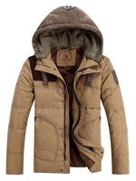 Top-EC Mens Thicken Down Winter Coats Trench Jacket Hooded Golden X-Small