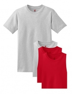 Hanes Men's 4 Pack Short Sleeve Comfortsoft T-Shirt - 2 Ash / 2 Deep Red - Small