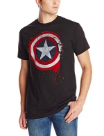 Marvel Team-Ups Men's Captain America Freedom From Fear Flock T-Shirt, Black, Medium
