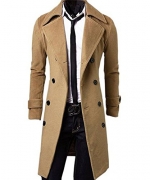 Benibos Men's Trench Coat Winter Long Jacket Double Breasted Overcoat (US:S / Tag L, Camel)