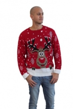 Men's Vintage Reindeer Christmas Jumper crew neck pullover Sweater