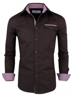 Tom's Ware Mens Premium Casual Inner Contrast Dress Shirt TWNMS310S-1-312N-BROWN-US XXL