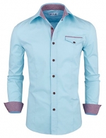 Tom's Ware Mens Premium Casual Inner Contrast Dress Shirt TWNMS310S-1-312N-SKYBLUE-US XXL