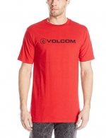 Volcom Men's New Styles Short Sleeve T-Shirt, Drip Red, Small