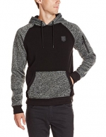 Southpole Men's Marled Pull Over Hoodie with Color Block On Body, Marled Black, X-Large