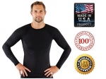 Rash Guard For Men - USA MADE Compression, Workout & UV Sun Protection Shirt (Black Large)
