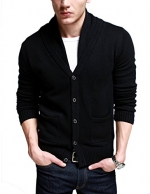 Match K|G Mens Sweater Series Shawl Collar Cardigan #12088(US 2XL (Tag size 4XL),Black)