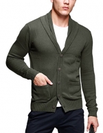 Match K|G Mens Sweater Series Shawl Collar Cardigan #12088(US 2XL (Tag size 4XL),Army green)
