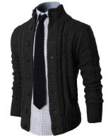 H2H Mens High Neck Twisted Knit Cardigan Sweater With Button Details CHARCOAL US 2XL/Asia 3XL (KMOCAL020)