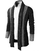 H2H Mens Casual Knit Cardigan with Double Shawl Collar BLACK Asia 4XL (KMOCAL012)