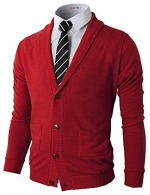 H2H Mens Basic Shawl Collar Knitted Cardigan Sweaters with Ribbing Edge RED US 2XL/Asia 3XL (CMOCAL07)