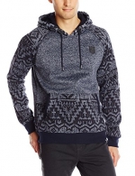 Southpole Men's Marled Pull Over Hoodie with Hood Arms and Pocket,Marled Blue,Large
