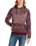 Southpole Men's Marled Pull Over Hoodie with Hood Arms and Pocket,Marled Burgundy,Medium
