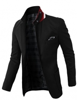 H2H Mens Fashion Slim Fit Blazer Jacket with Snap Collar BLACK US 3XL/Asia 5XL (KMOBL01)