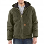 Carhartt Men's Quilted Flannel Lined Sandstone Active Jacket J130,Army Green,Small