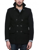 Match Mens Wool Classic Pea Coat Winter Coat(US XS/CN M (Fit 32-34), 014-Black)