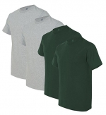 Fruit of the Loom Men's 4-Pack Crew Neck T-Shirt, 2 Ath. Grey / 2 Forest Green, Small