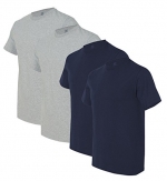 Fruit of the Loom Men's 4-Pack Crew Neck T-Shirt, 2 Athletic Grey / 2 Navy, Small