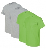Fruit of the Loom Men's 4-Pack Crew Neck T-Shirt, 2 Athletic Grey / 2 Kiwi, Small