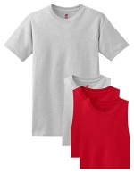 Hanes Men's 4 Pack Comfortsoft T-Shirt, 2 Ash / 2 Deep Red, S (Pack4)