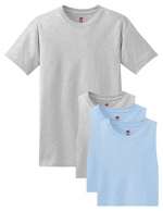 Hanes Men's 4 Pack Comfortsoft T-Shirt, 2 Ash / 2 Light Blue, S (Pack4)