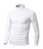 Men's Premium Basic Plain Polar Turtleneck Sweater Jumper Knit Pullover (Small, Ivory)