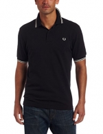 Fred Perry Men's Twin Tipped Polo Shirt, Black/Porcelain/Porcelain,X-Small