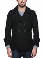 Match Mens Wool Classic Pea Coat Winter Coat(US XS/CN M (Fit 32-34), 010-Black)
