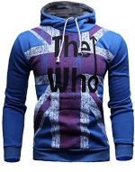 Mooncolour Mens Novelty Color Block Hoodies Cozy Sport Autumn Outwear - The Who, Royal Blue, US Large