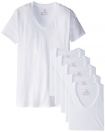 Hanes Men's 6-Pack V-Neck T-Shirt, White, Medium