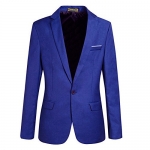 VOBAGA Mens Slim Fit Casual One Button Jacket Royal Blue M