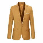 VOBAGA Men's Slim Fit Casual One Button Jacket Khaki M