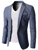 H2H Mens Fashion Linen Slim fit Blazer Jackets BLUE US L/Asia 3XL (KMOBL061)
