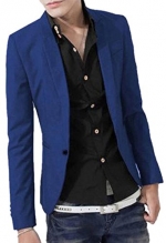 XTX Men's One-Button Solid Color Trim Fit Blazer Suits S Sapphire Blue