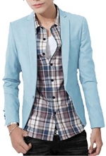 XTX Men's One-Button Solid Color Trim Fit Blazer Suits S Blue