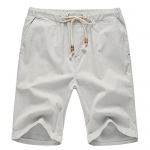 Manwan Walk Men's Linen Casual short 311 (Small, Light Grey)