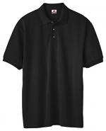 Hanes Men's EcoSmart Comfortsoft Blended Jersey Sport Polo Shirt, Black, Small