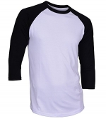 Men's Casual 3/4 Sleeve Baseball Tshirt Raglan Jersey Shirt White/Black Small