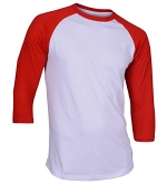 Men's Casual 3/4 Sleeve Baseball Tshirt Raglan Jersey Shirt White/Red Small